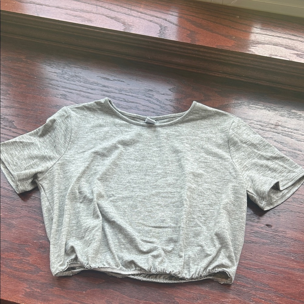 Gray Women's Top with Elastic Waist